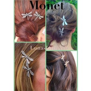 🌺VINTAGE MONET🌺Mini Dragonflies Hair Clips🌺